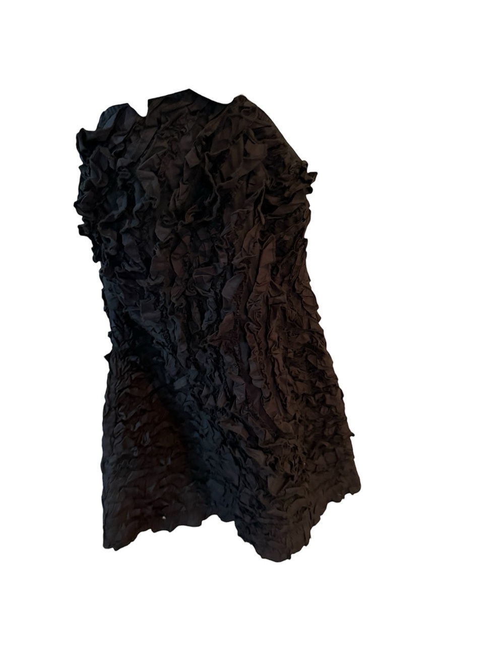 Farm Rio Strapless Black Textured Ruffle Mini Dress L - Picture 6 of 9